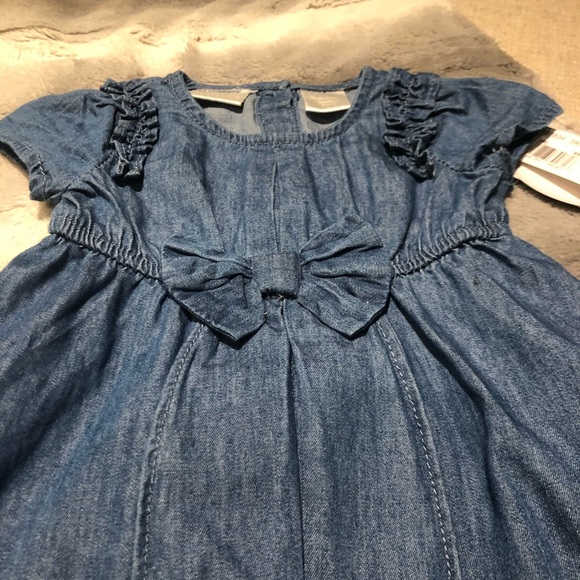 SOLD! 0-6 months Koala Kids Denim Blue Bow Dress - Picture 3 of 7